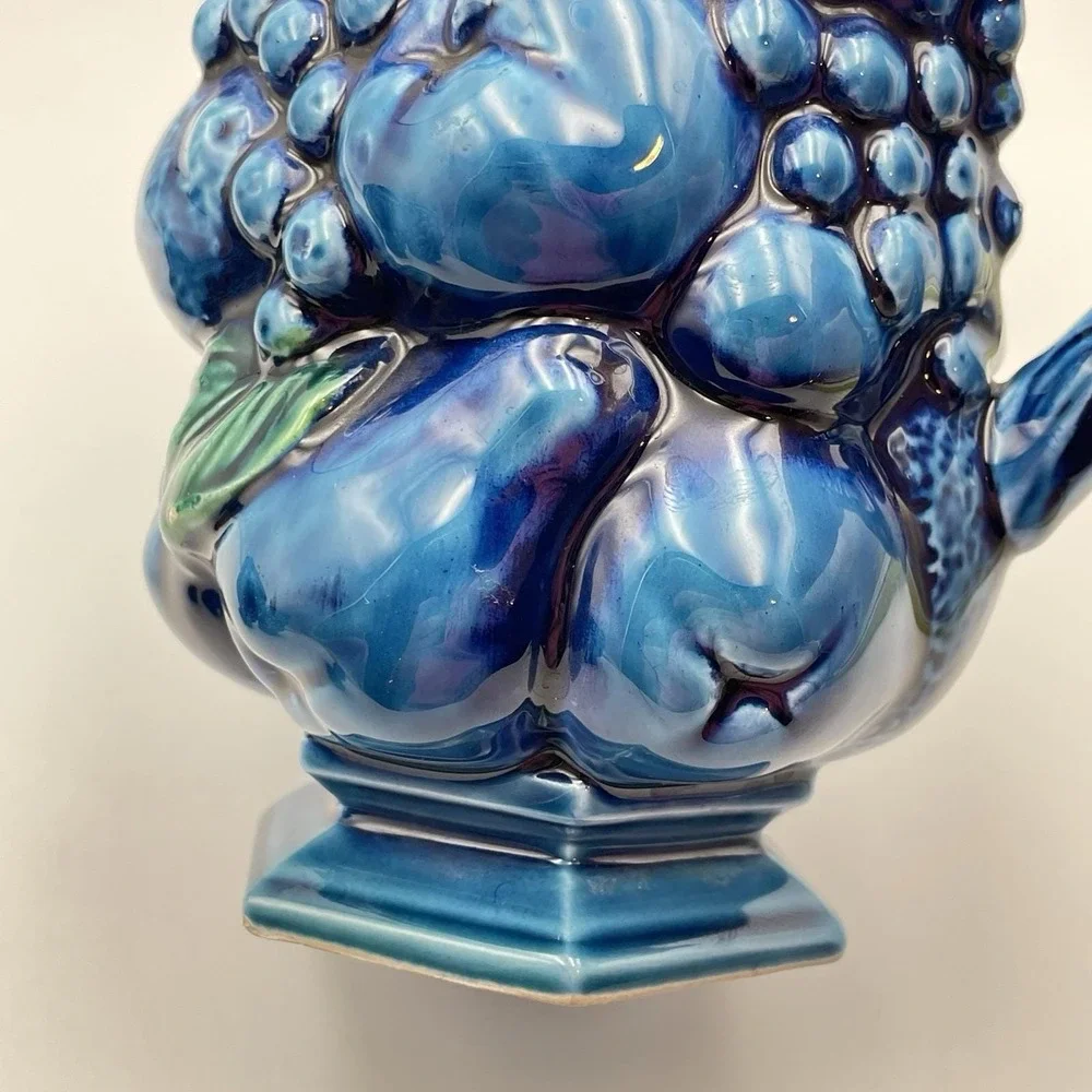 Inarco Japan Blue Fruit Pitcher & 2 Mugs Set E2431 / E2429 Vintage Ceramic 1960s